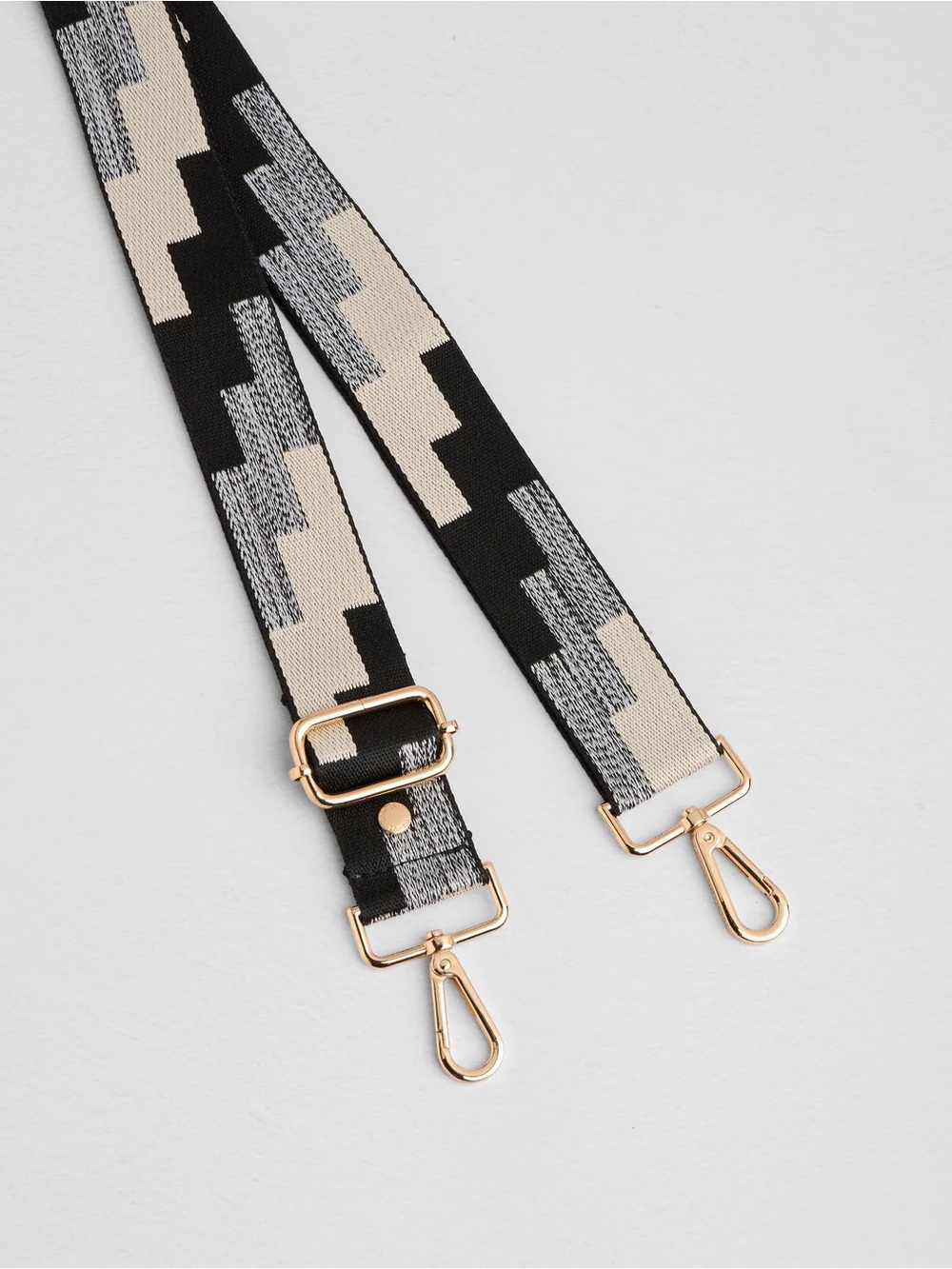 Black & Sone Geometric Strap with Gold Hardware